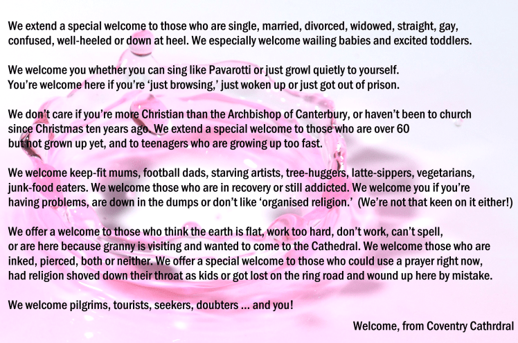 Coventy Cathedral Welcome